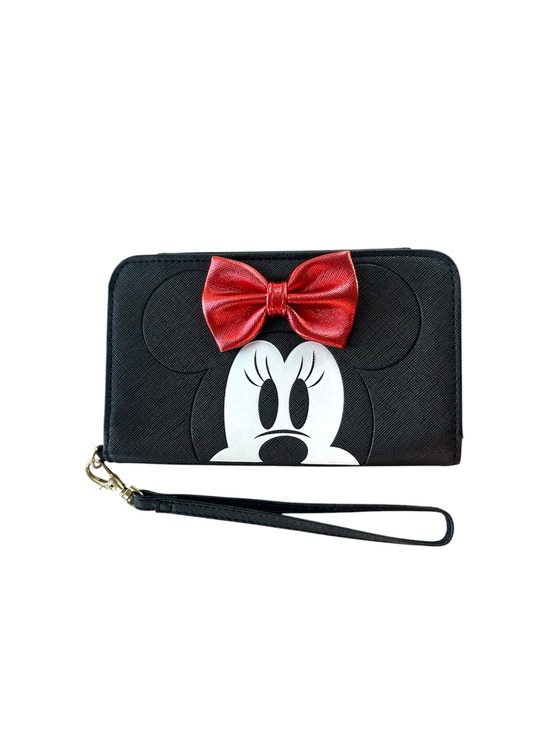 Disney Handbags - Disney Minnie Mouse Wristlet Wallet Black Red Bow Wristlet Clutch